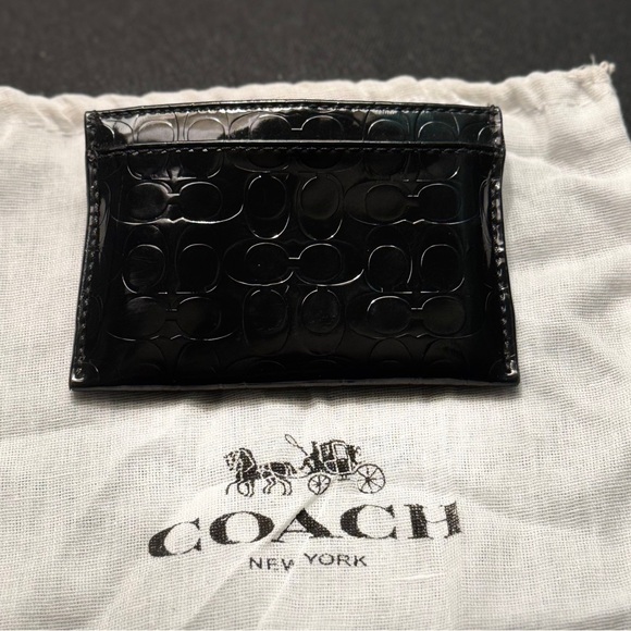Coach Patent Leather mini C monogram card holder with dust bag - Picture 9 of 11